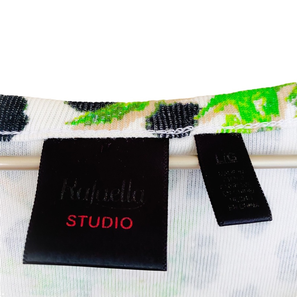 Rafaella Palm Tree & Polka Dot Graphic Cotton Lightweight Tank Blouse Size Large - Picture 5 of 5